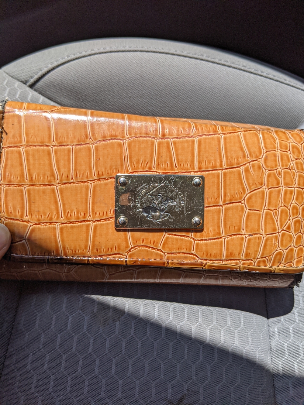 Beverly Hills Polo Club Tan Croc-Embossed Wallet with Gold Plate